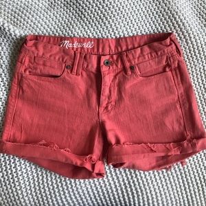 Burnt orange Madewell denim cutoff shorts